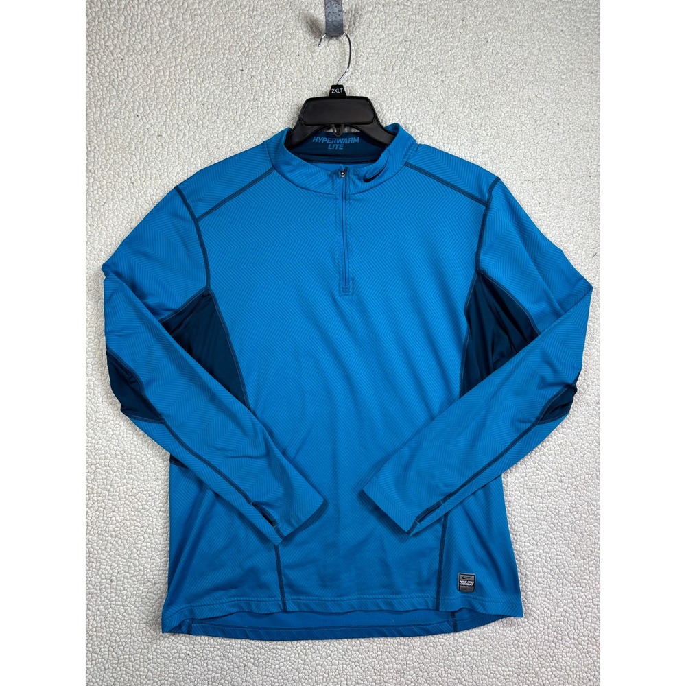 Nike Pro Combat Hyperwarm Lite Fitted Men's 2XL 1/4 Zip Pullover Dri Fit Blue